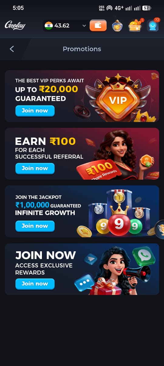 GoPlay Game homepage gaming dashboard